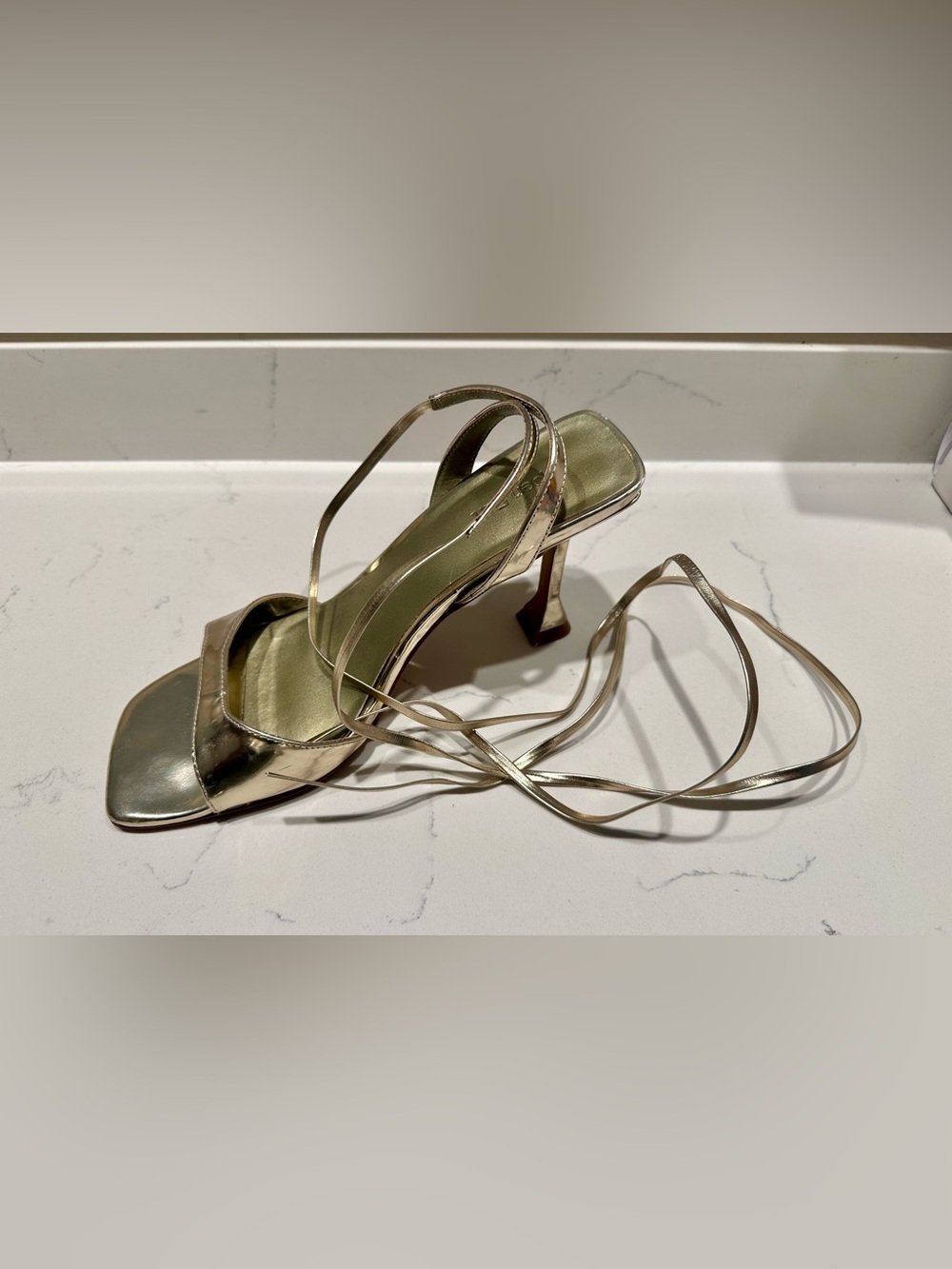 Open Edit Metallic Gold Lace Up Heels - size 8.5M